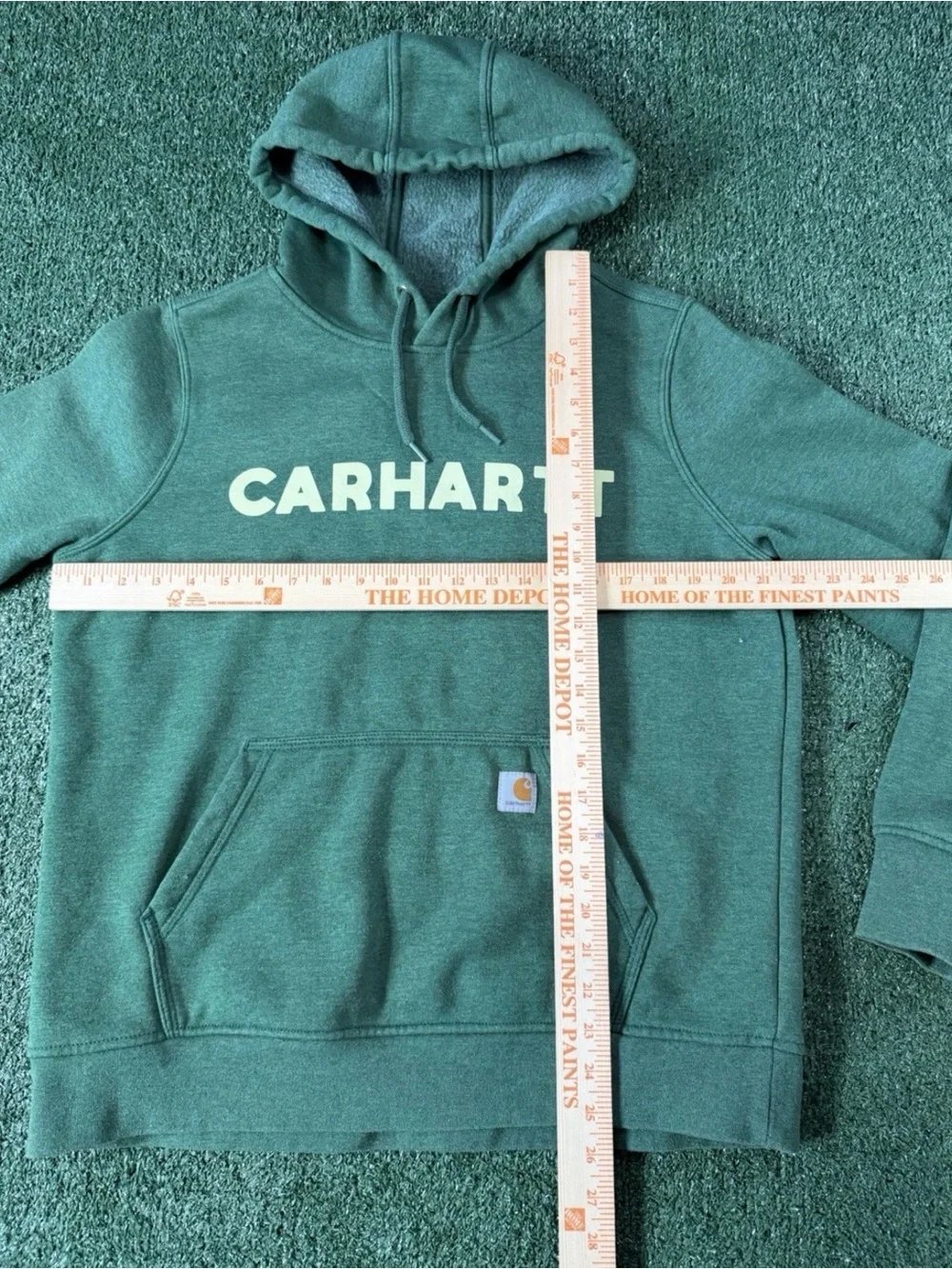 Carhartt Hoodie Youth L Green Relaxed Fit Logo Pullover Sweatshirt 105194 G55 - Picture 7 of 7